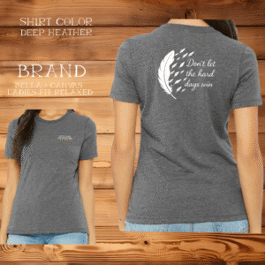 Gray T-shirt with inspirational feather design.